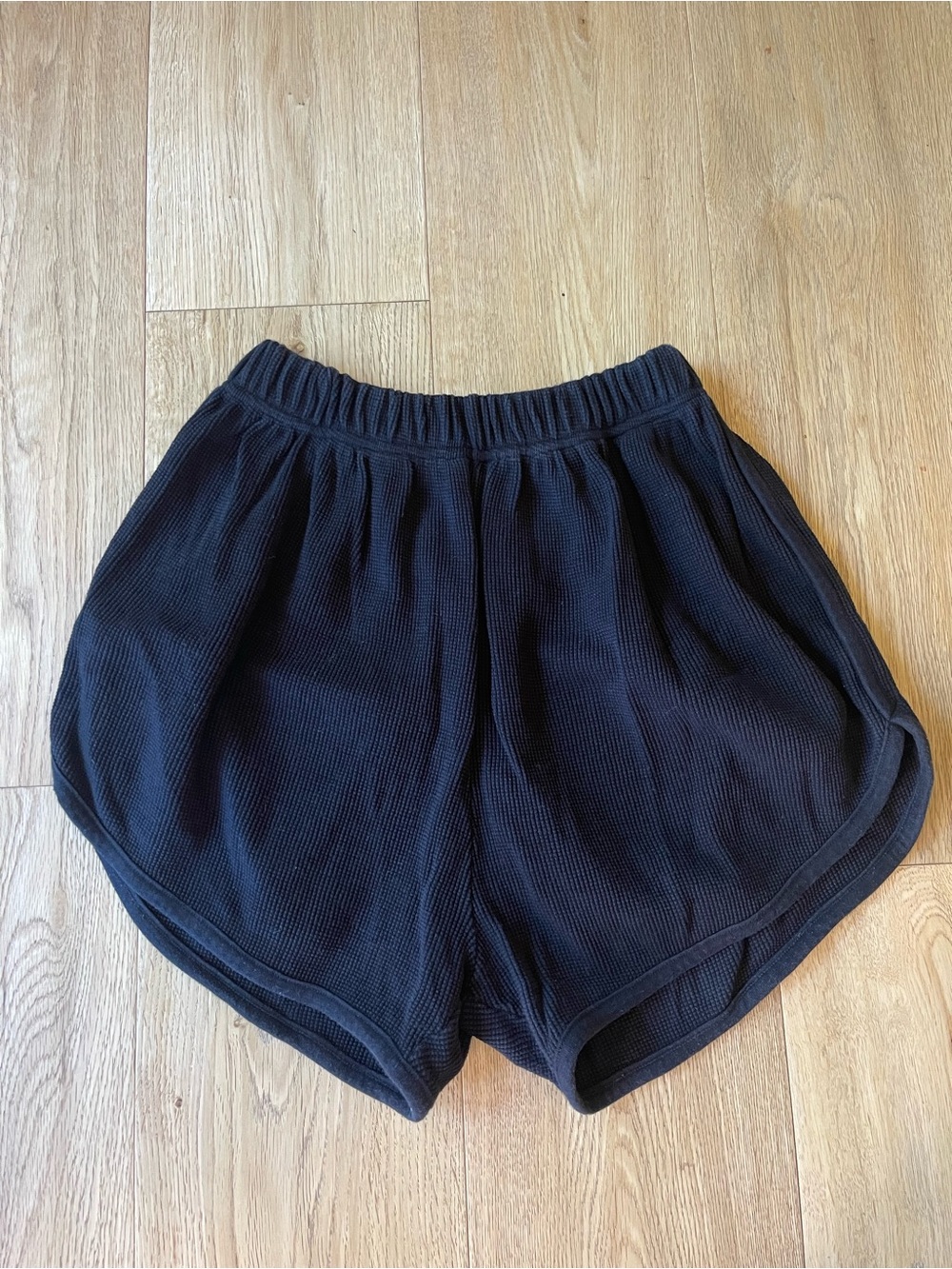 Black Athletic Waffle Shorts - Women